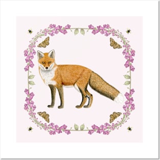 Fox & Foxgloves Posters and Art